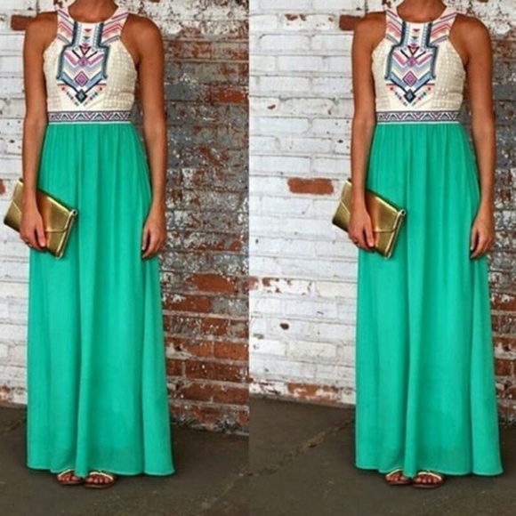 Boho Kawaii Printed Maxi Dress - Picture 1 of 4